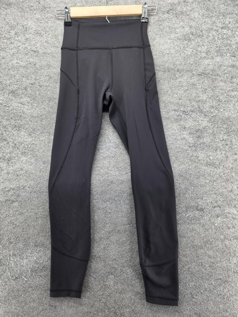 Lululemon Leggings Womens 2 Black Ankle Yoga Elastic Waist Pockets 28 Inseam